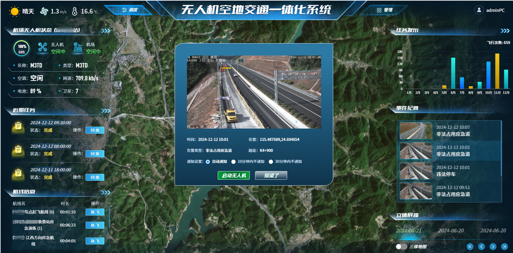 喜訊科技無人機空地交通一體化系統助力廣東粵北某高速